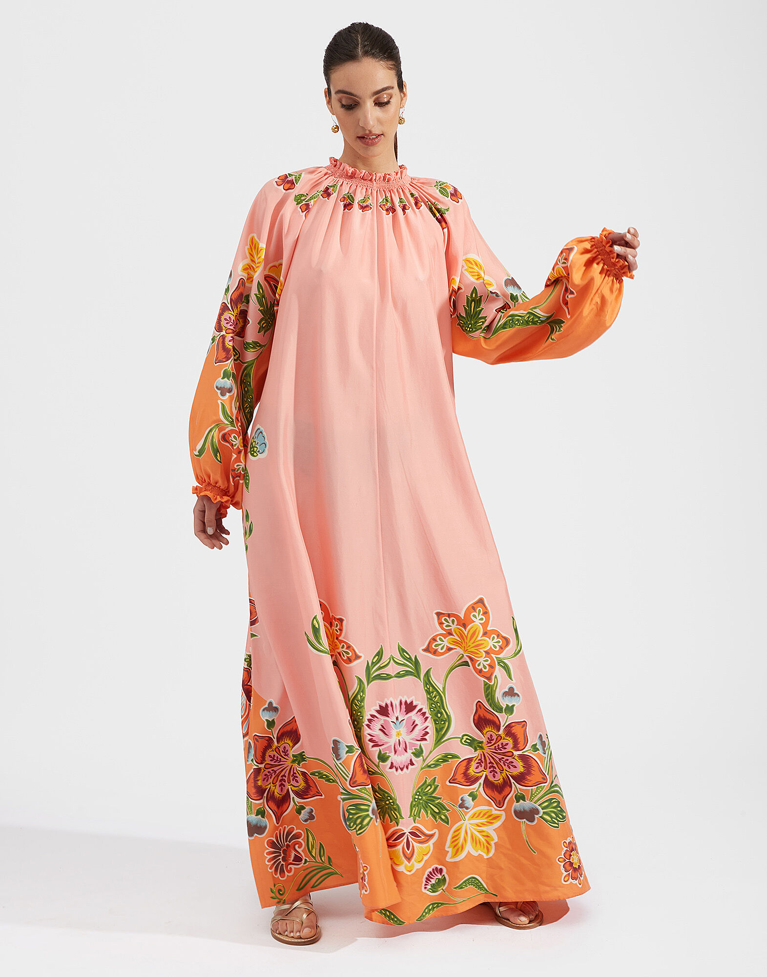 La DoubleJ Cerere Dress Folk Flowers Rosa Plac&eacute;e DRE0399SIL009FFL0002