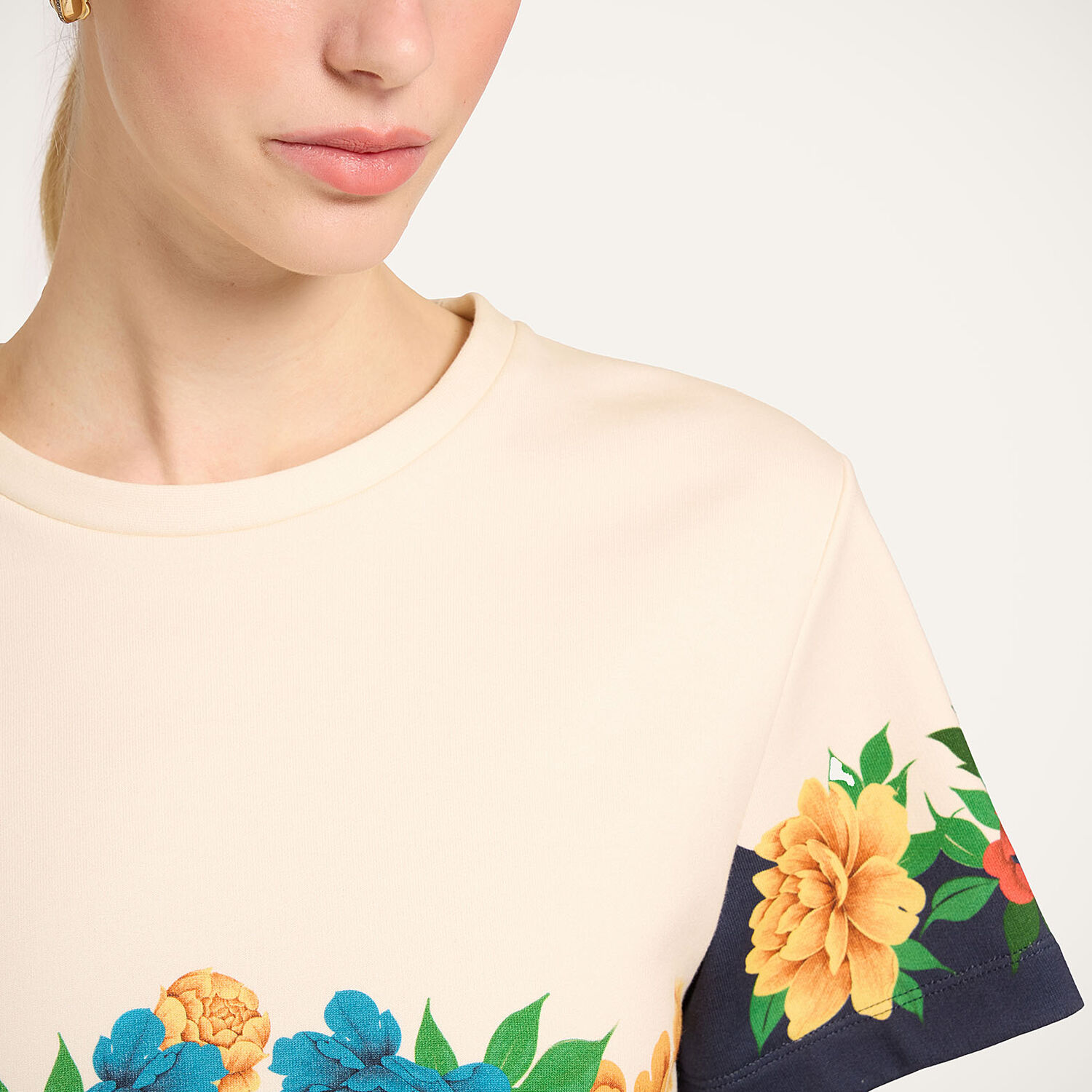  La Doublej T-shirts & Sweatshirts Women - La Scala Tee Princess Peony Placée Ivory M 98% Cotton 2% Ostrich Feathers 