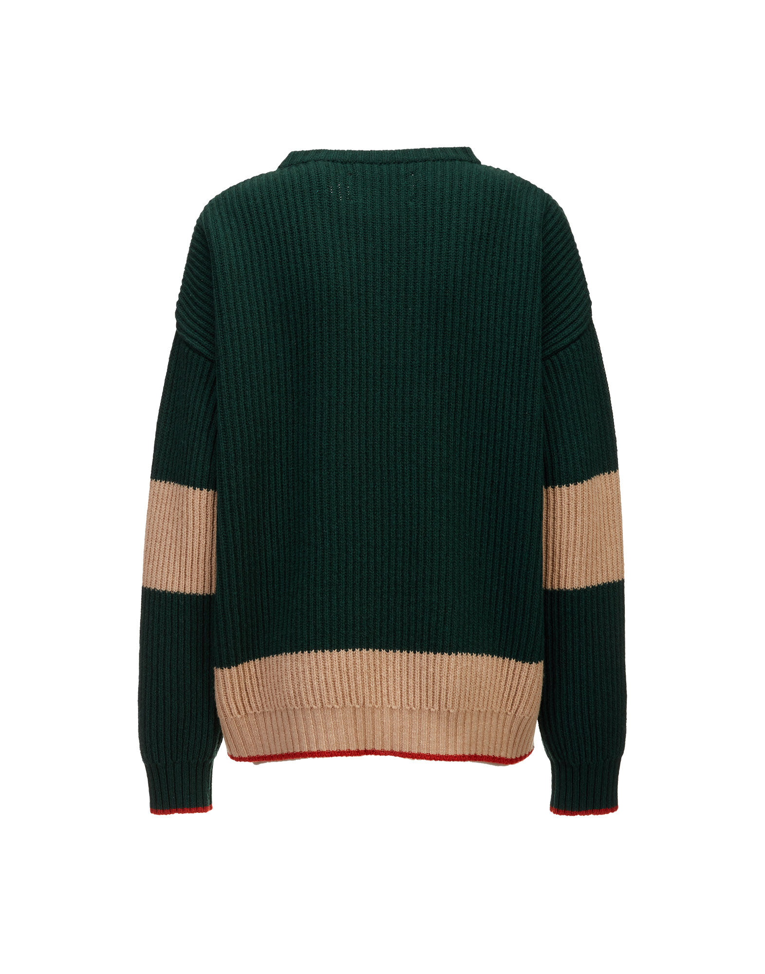La DoubleJ Crew Boy Sweater Verde-Cammello PUL0061KNI037VAR0063