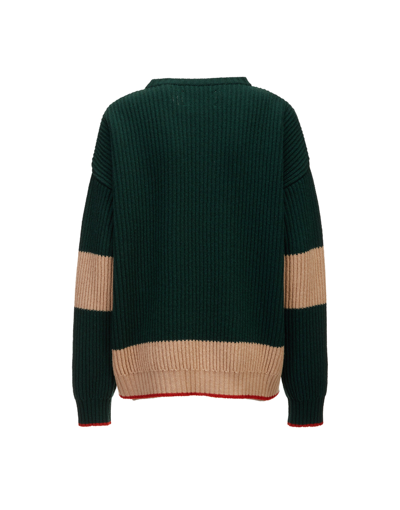 La DoubleJ Crew Boy Sweater La DoubleJ Crew Boy Sweater Verde-Cammello PUL0061KNI037VAR0063