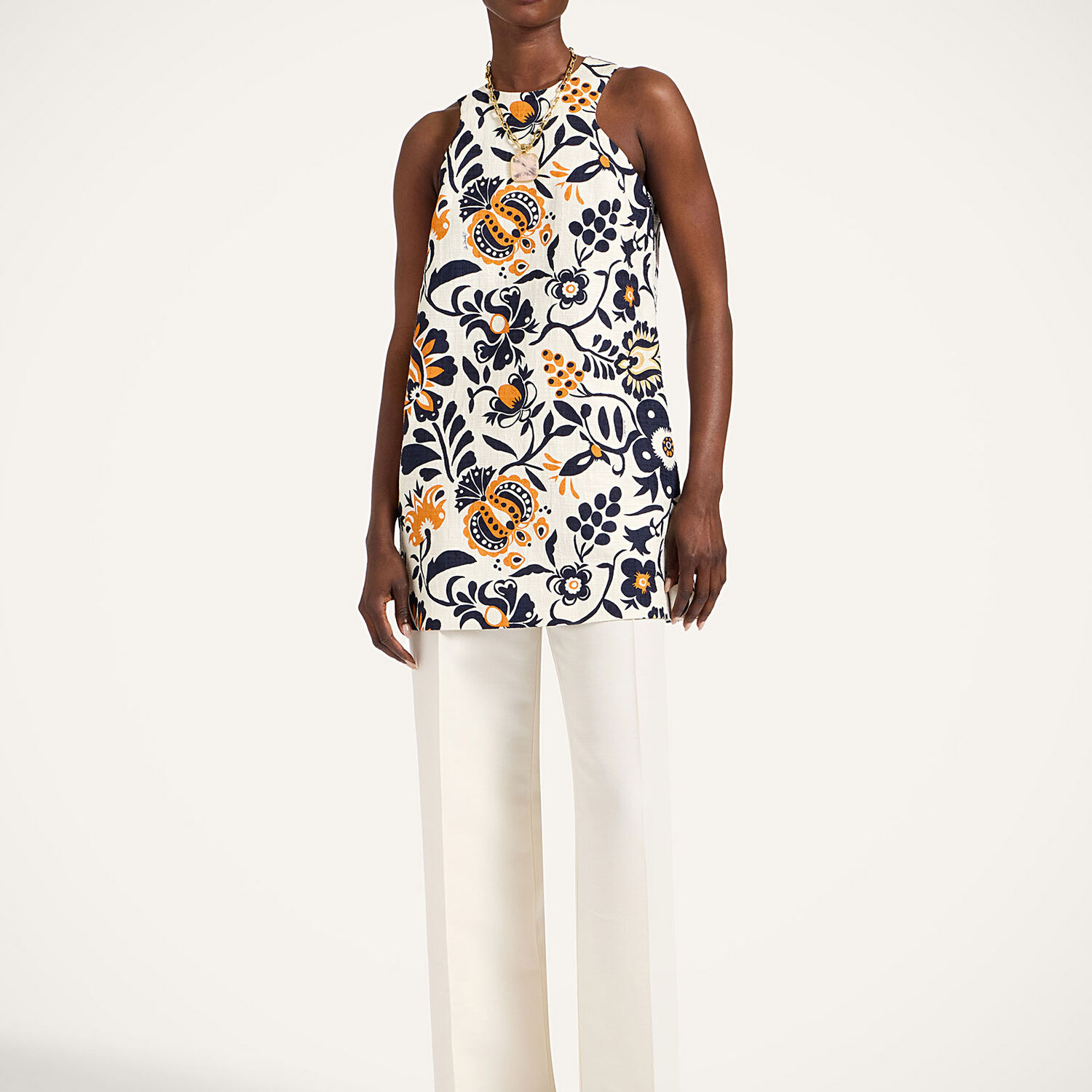 La Doublej Racer Floral-print Mini Dress