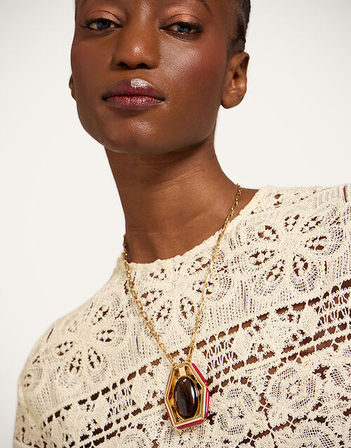 La DoubleJ Power Portal Necklace 24K Gold Plate & Smoky Quartz NEC0055MET001SQZ01YE05