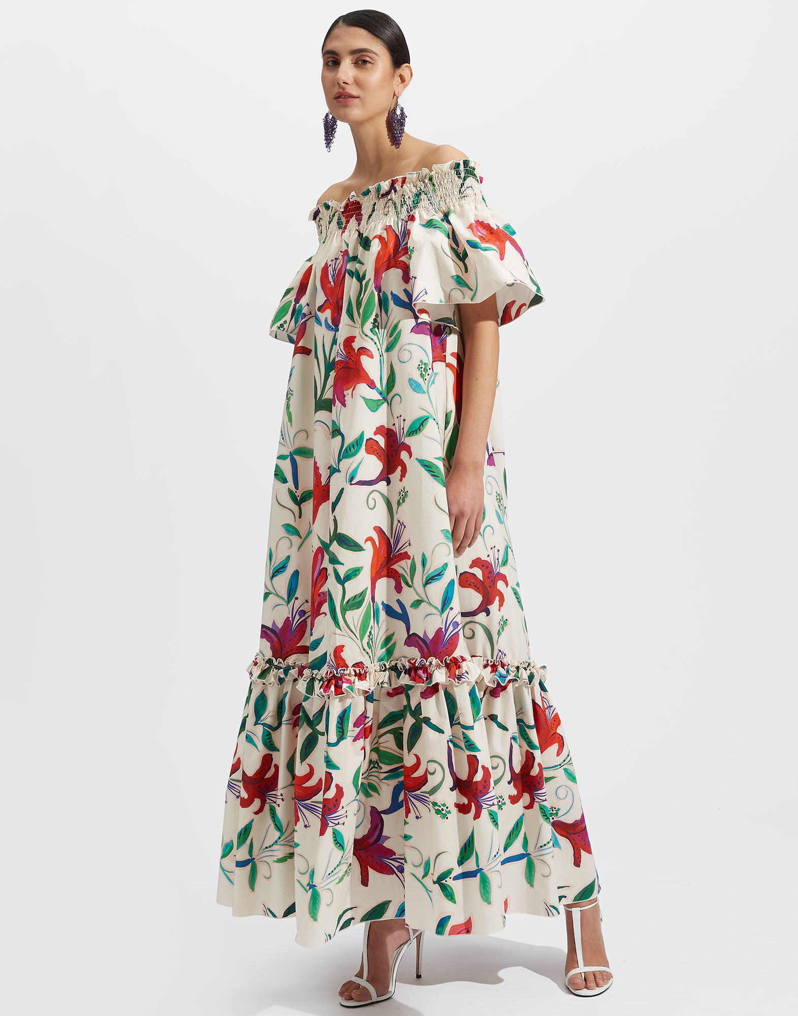 La DoubleJ Capalbio Dress White Lily DRE0320COT001LIY0002