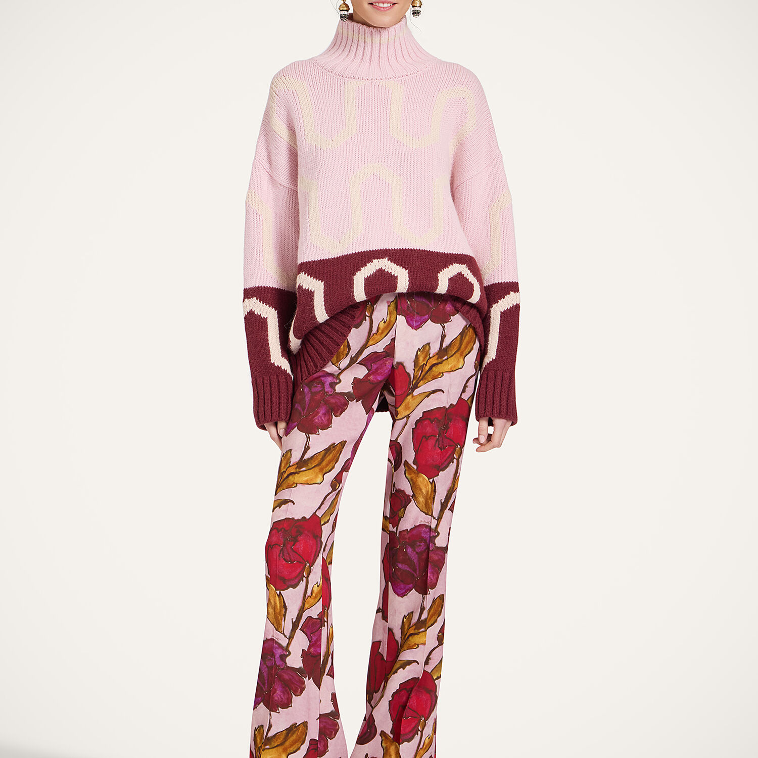  La Doublej Knitwear Women - Comber Turtleneck Multicolor Pink & Burgundy S 46% Acrylic 34% Alpaca Wool 14% Polyamide 6% Polyester 