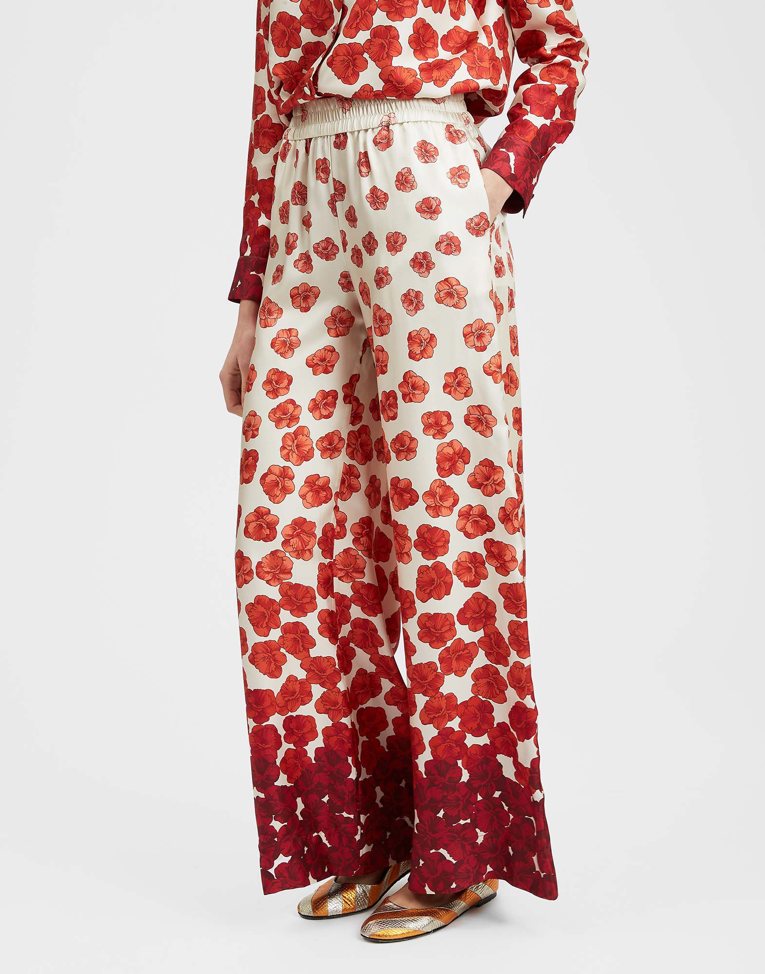La DoubleJ Palazzo Pants Haze Plac&egrave;e Red TRO0003SIL001HAZ01RE01