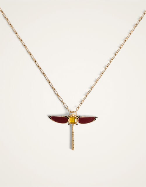 La DoubleJ Dragonfly Necklace Enameled 24K Gold Plate And Yellow Agate NEC0065BRA008AGA03RE07