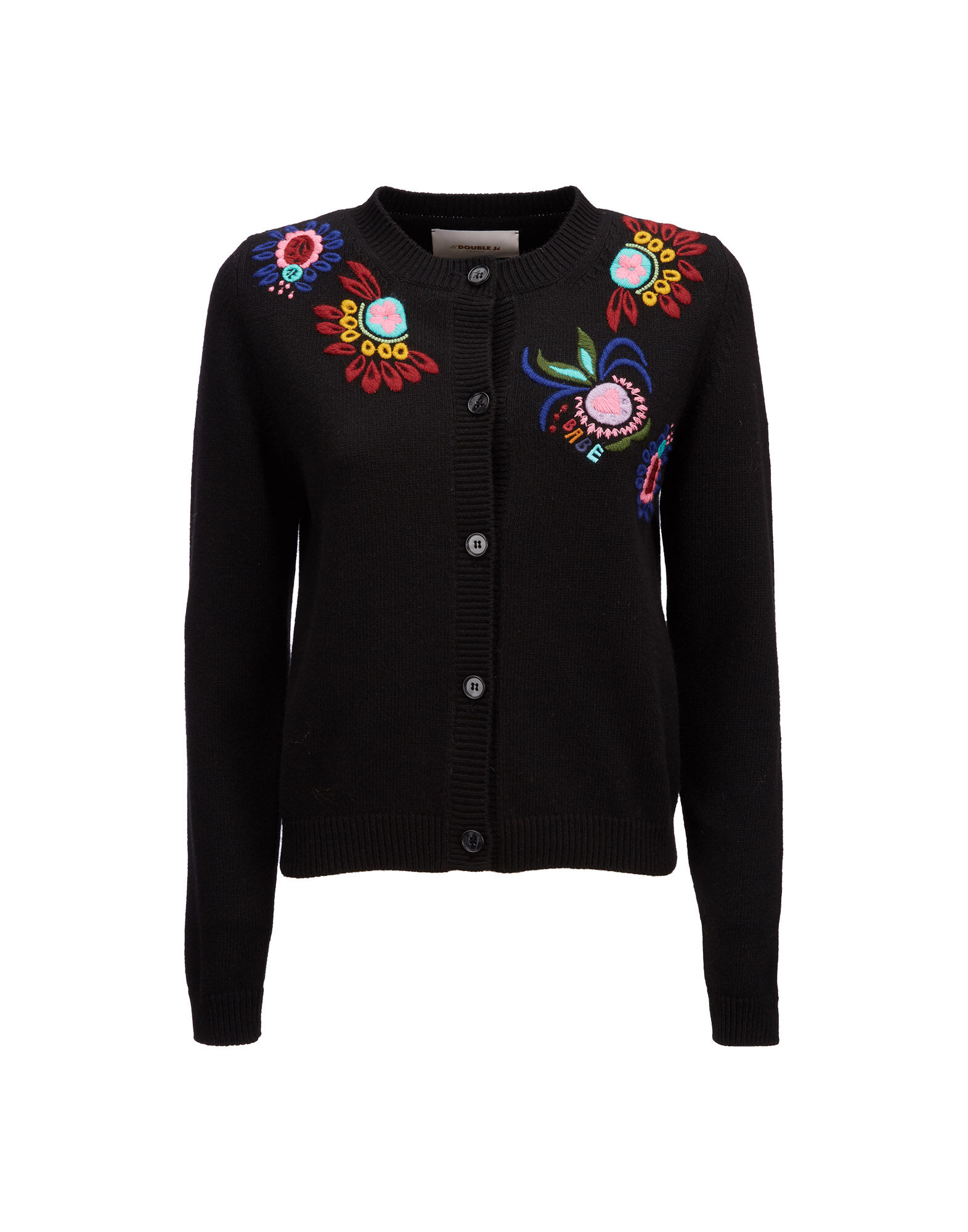 LaDoubleJ Embroidered Cardigan Solid Black PUL0041KNI027BLA0001