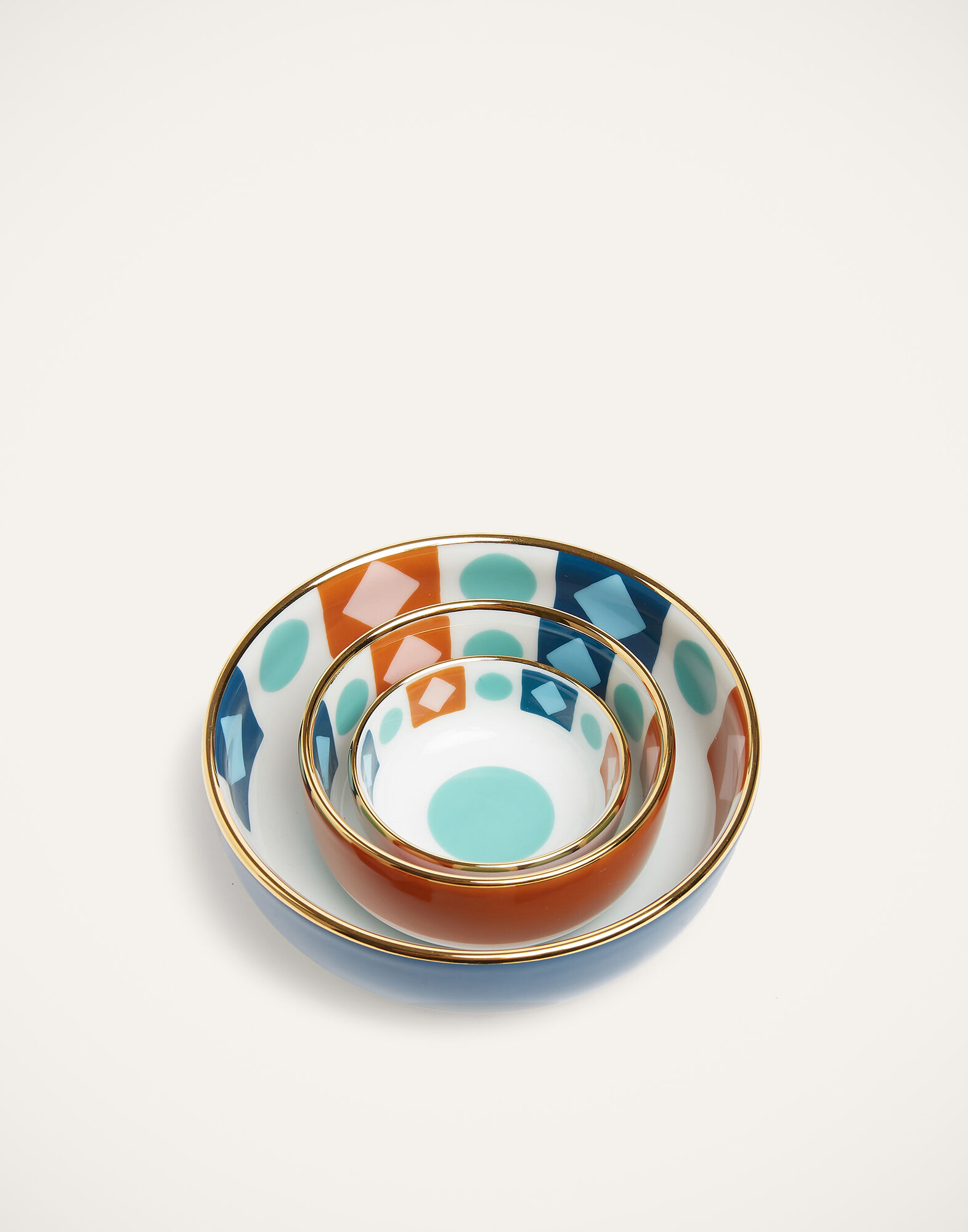 La DoubleJ Nesting Bowls Set Diamond Dots CIO0004CER001CHA0004