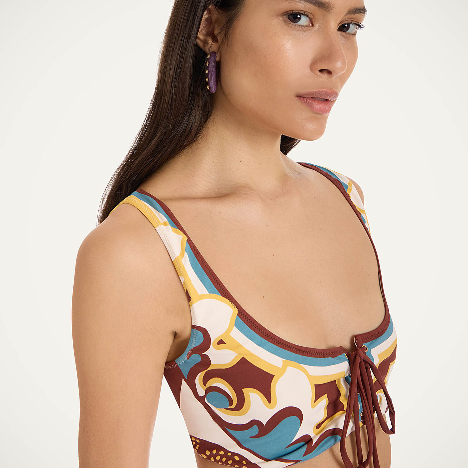La Doublej Sunset Floral Bikini Top In Multi