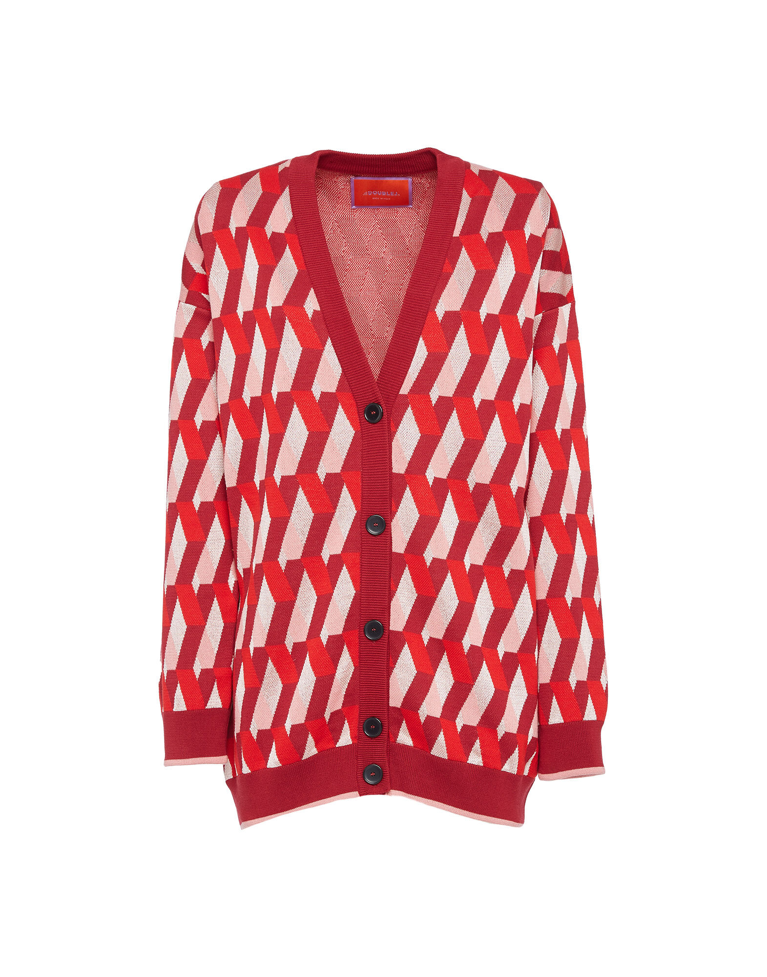 La DoubleJ Knit Leisure Cardigan Diamond Rosso PUL0068KNI044VAR0100