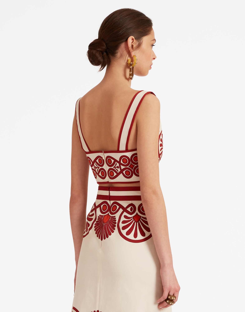 La DoubleJ Baia Crop Top La DoubleJ Baia Crop Top Medallion Placée Cream TOP0094COT037MED01WH03