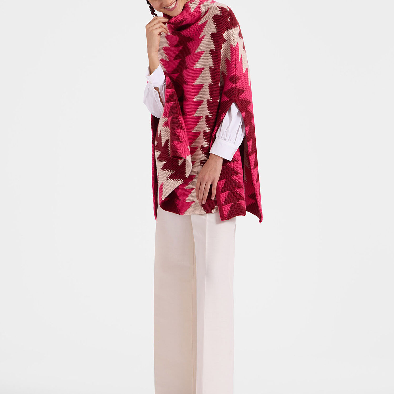 La Doublej Trine Cape Multicolor Bordeaux In Bordeaux