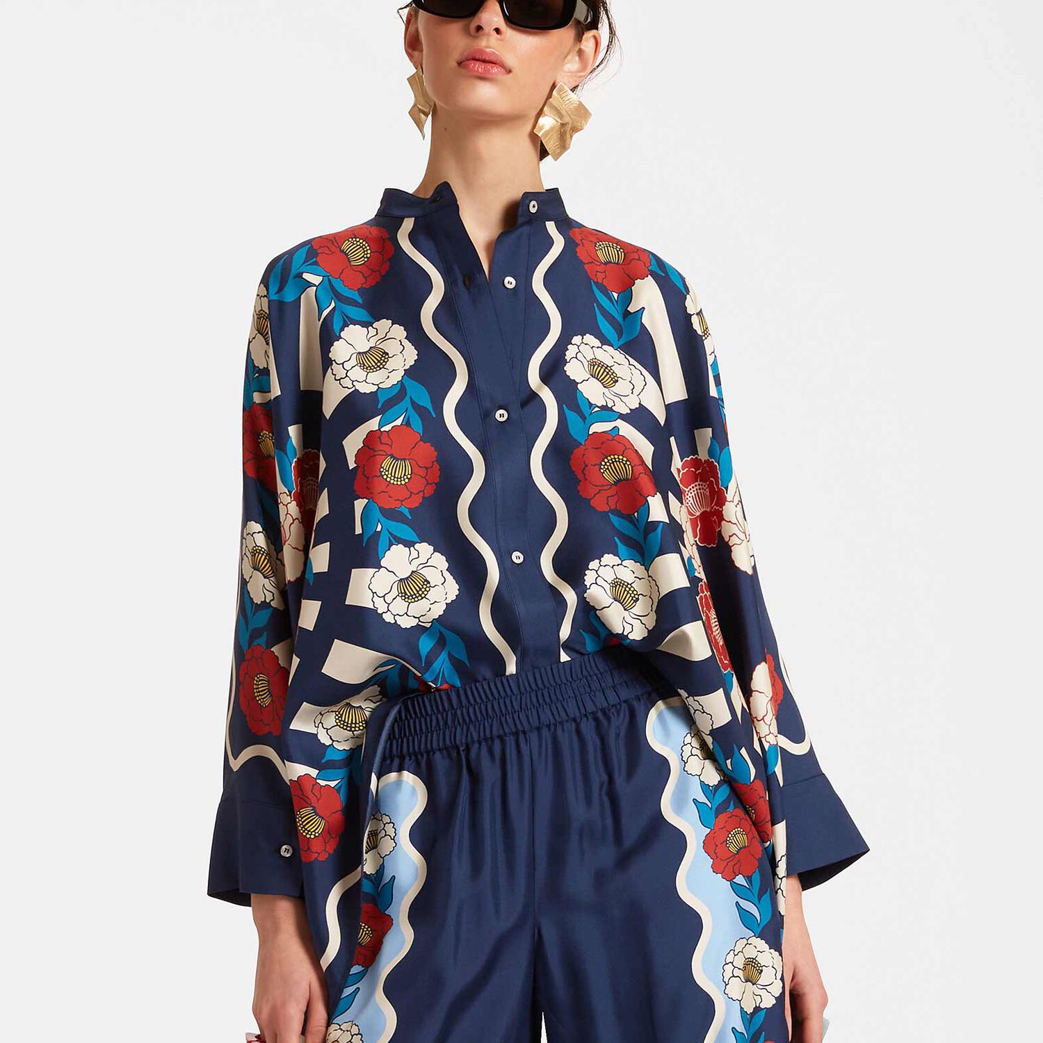La Doublej Foulard Shirt In Whitsun Placée Blue