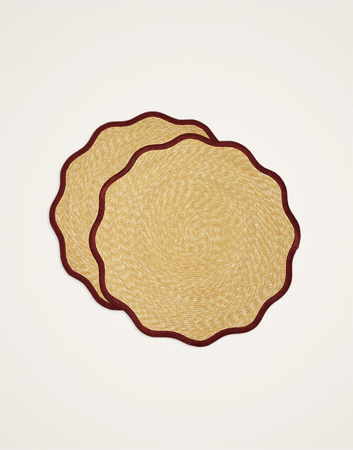 La DoubleJ Straw Cloud Placemats Set Of 2 La DoubleJ Straw Cloud Placemats Set Of 2 Solid Bordeaux PMT0031STR001SOLIDRE02