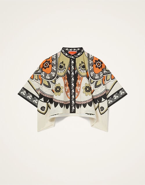 La DoubleJ Mini Foulard Shirt Plume Plac&eacute;e Ivory SHI0091COT056PLU03WH04