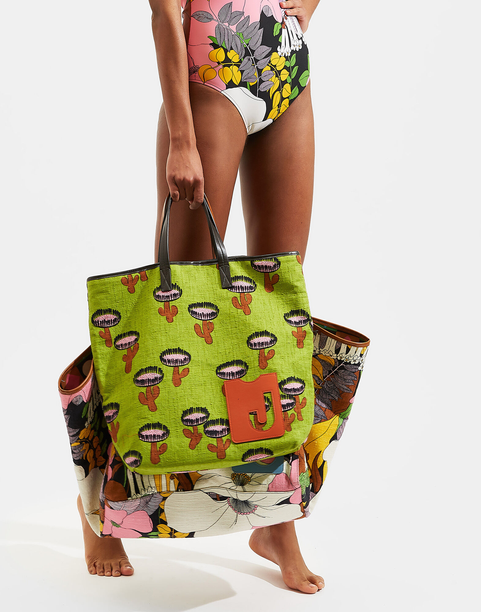 LaDoubleJ Shopper Tote Bag Chirpy Cactus Verde BAG0006COT005CHI0002