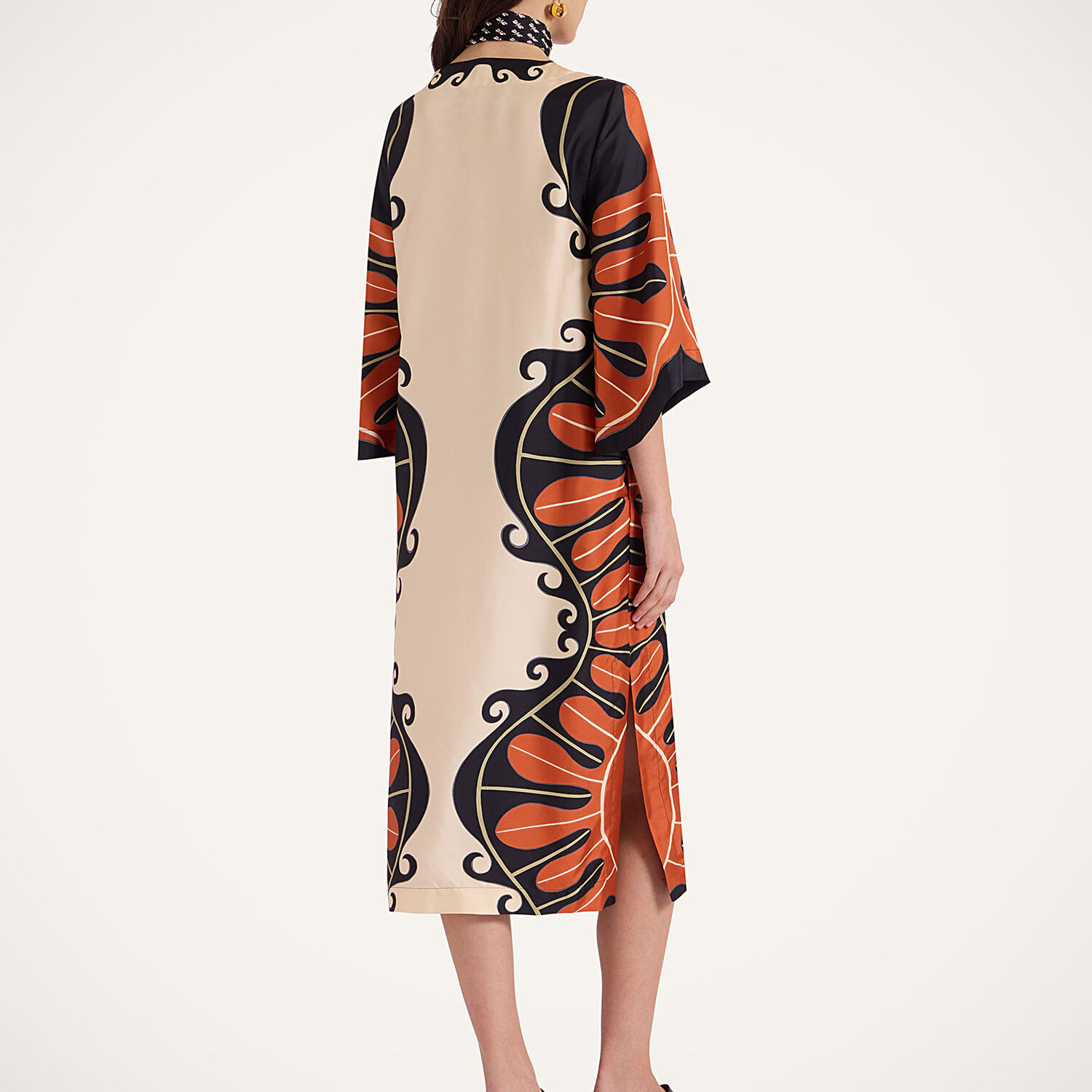 La Doublej Printed Kaftan Dress In Pacific Placée Dark Orange