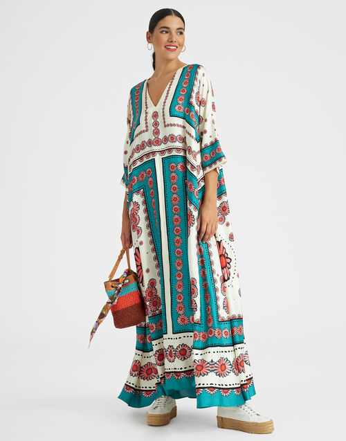 La DoubleJ Muumuu Dress Daisy Plac&eacute;e Turquoise DRE0225SIL006DAY0008