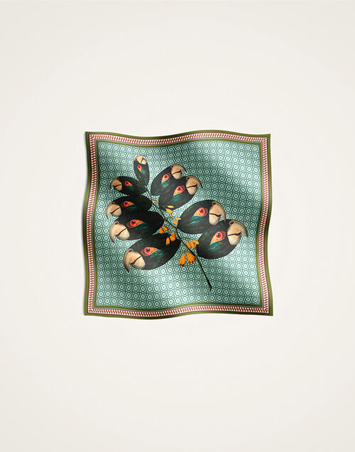 La DoubleJ Foulard 90 Zooflora Parrotstem Placée Light Blue SCA0067SIL006PAS04BU01