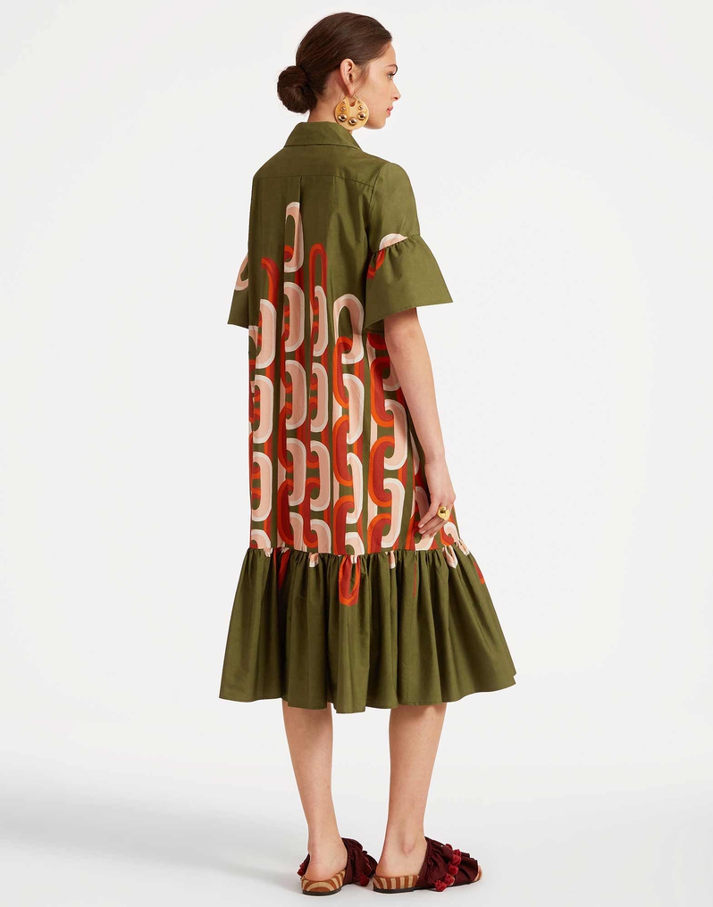 La DoubleJ Choux Midi Dress La DoubleJ Choux Midi Dress Prometheus Placée Camouflage DRE0733COT039EUS02GR08