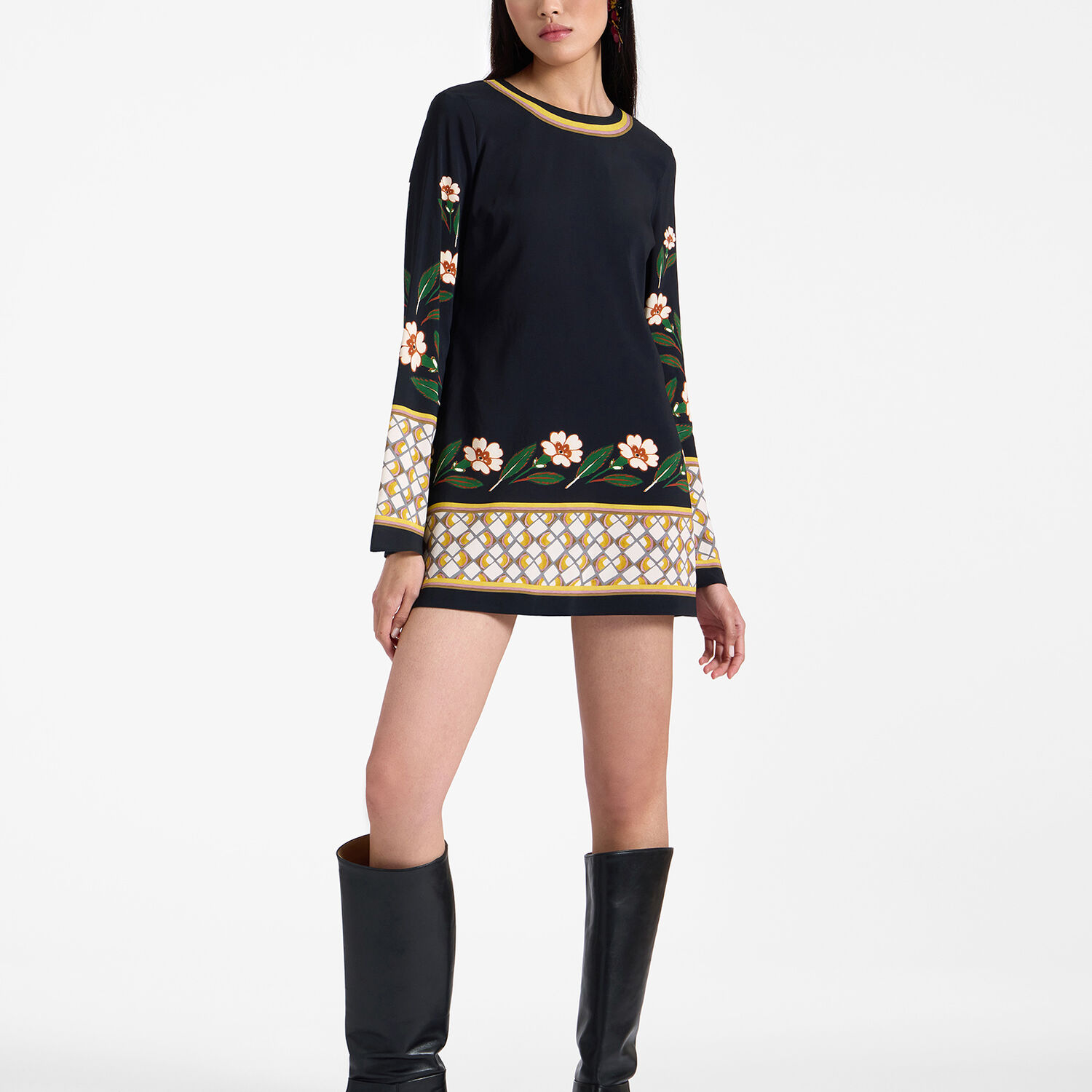 La Doublej Mini Supremes Swing Dress (placée) In Dazed Placée Black