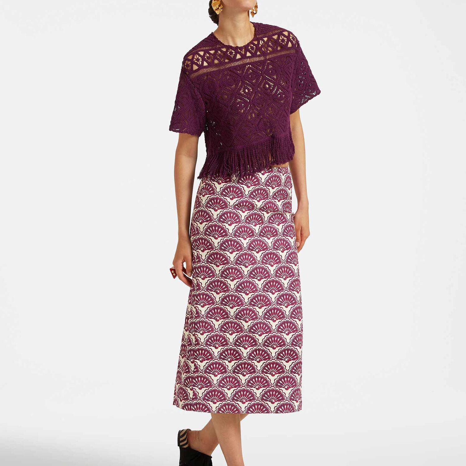 Shop La Doublej Pencil Skirt In Fans Purple