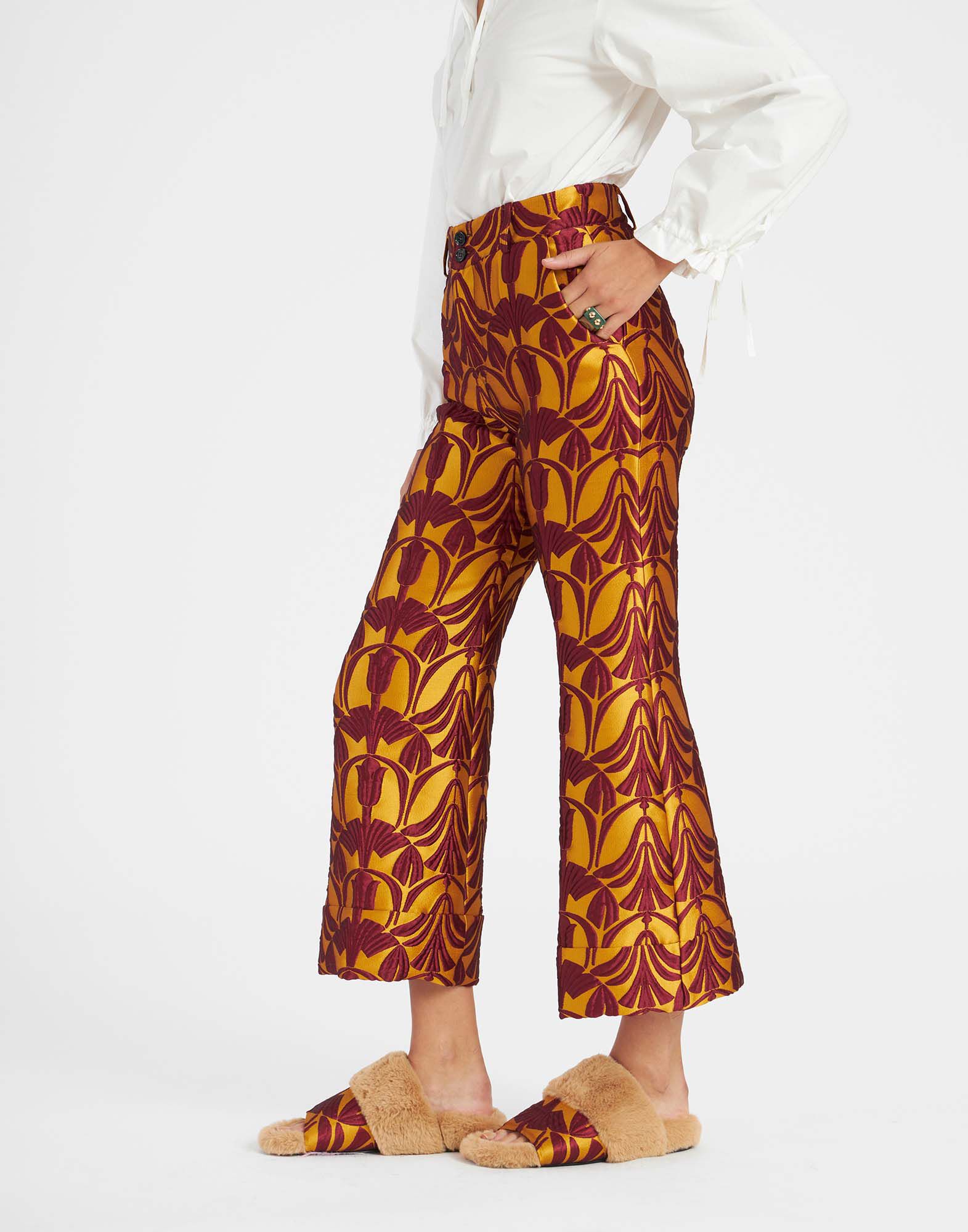 JACQUARD HIGH WAIST PANTS