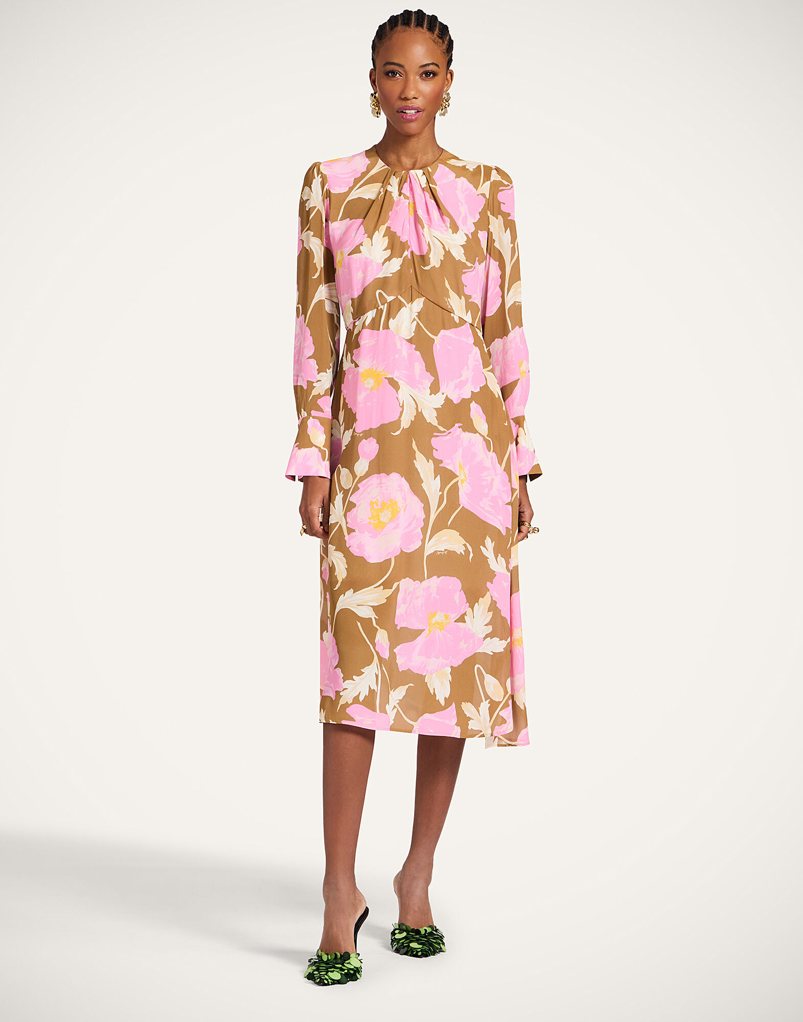 La DoubleJ Eve Midi Dress Sylph Khaki DRE0808VIS019SYL01GR07