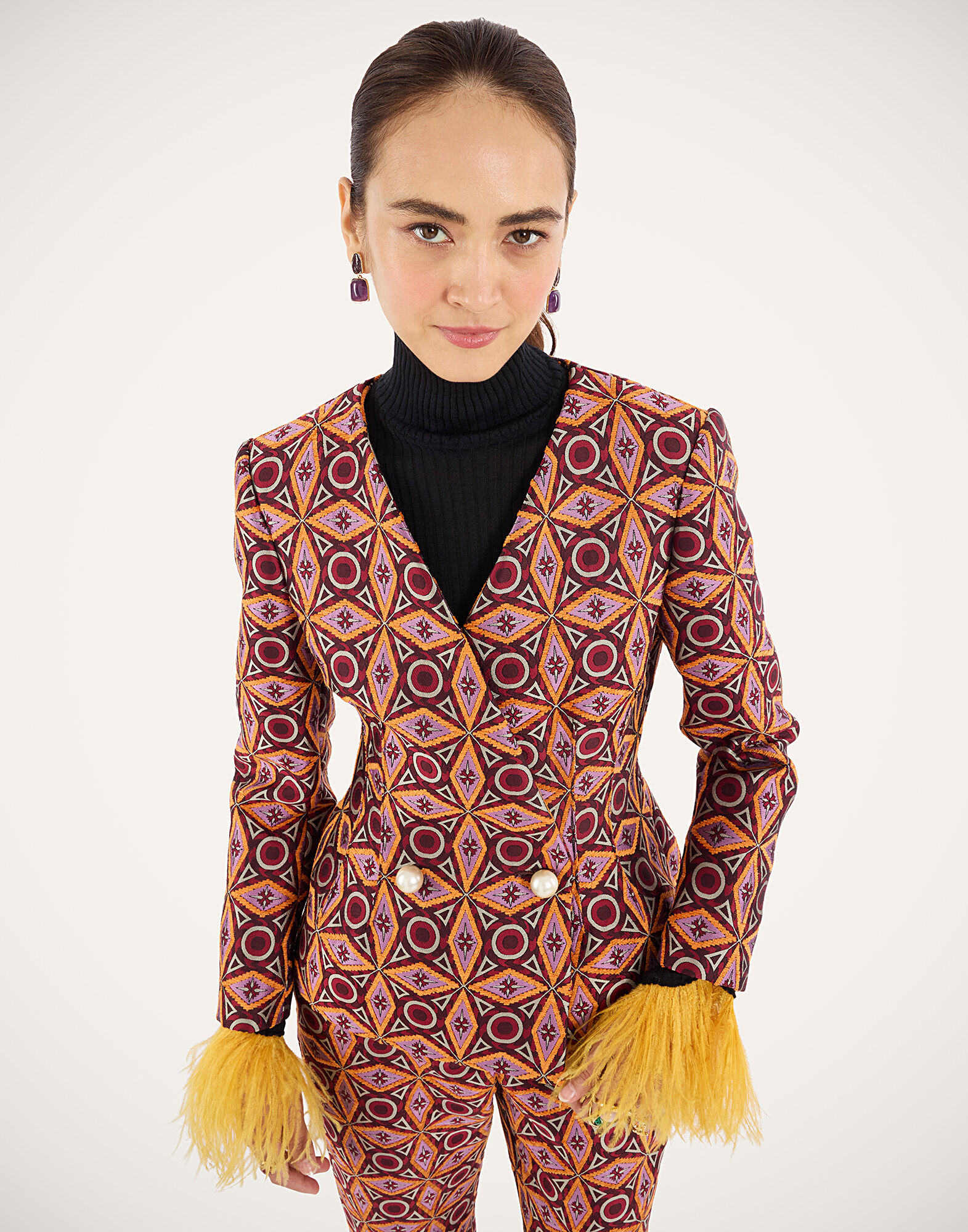 La DoubleJ La Milanese Jacket Diamond Blue Petrol JAC0202JCQ142DIA08BU05