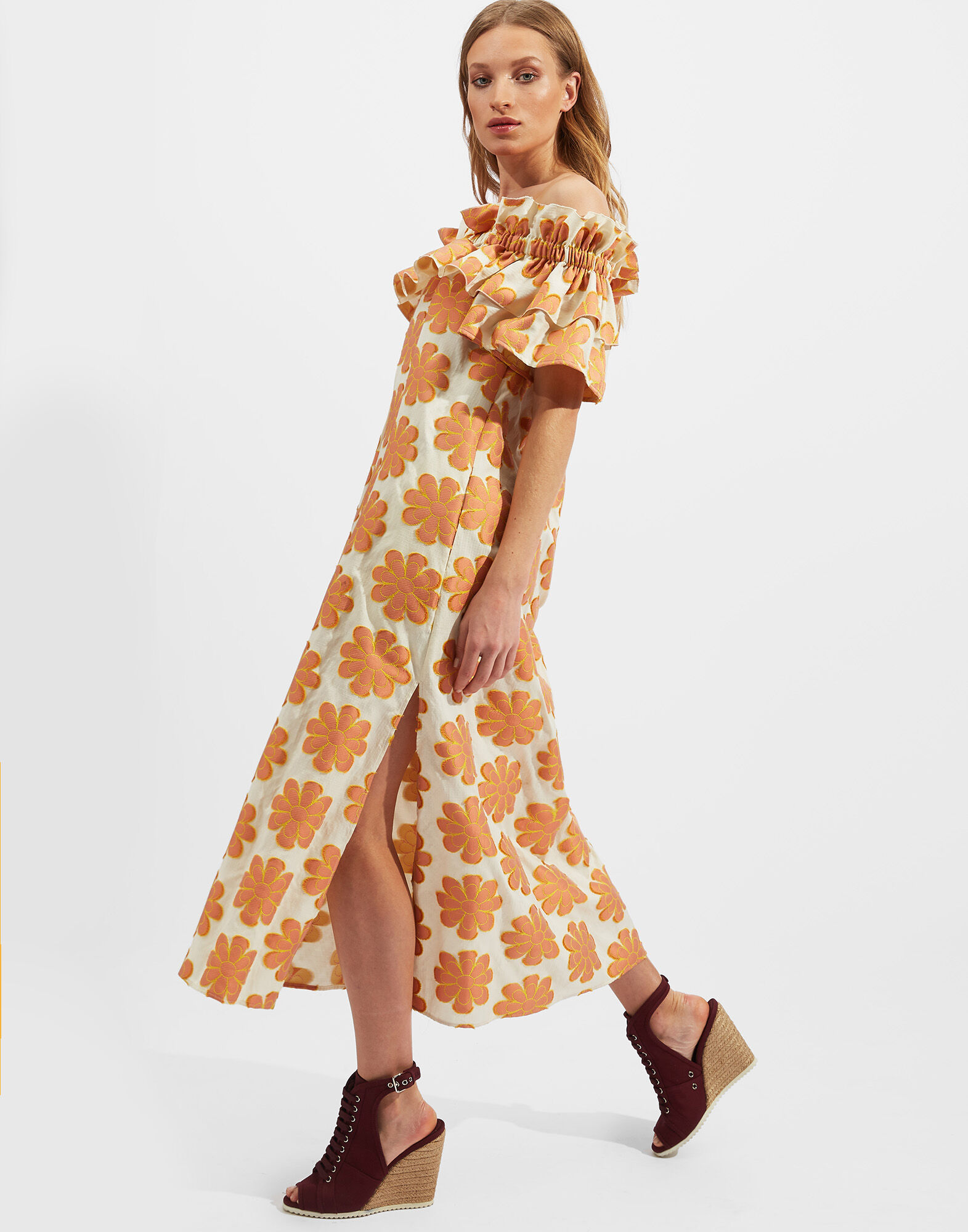 La DoubleJ Breakfast Dress Daisy Orange DRE0331JAC028DAY0012