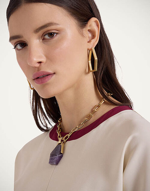 La DoubleJ Portal Necklace 24k Gold Plate & Amethyst NEC0021BRA003AME01YE05