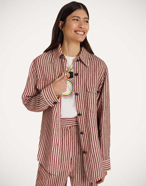 La DoubleJ Better Than Your Boyfriend's Jacket Color Block Red & Beige JAC0112LIN009CLB20RE01