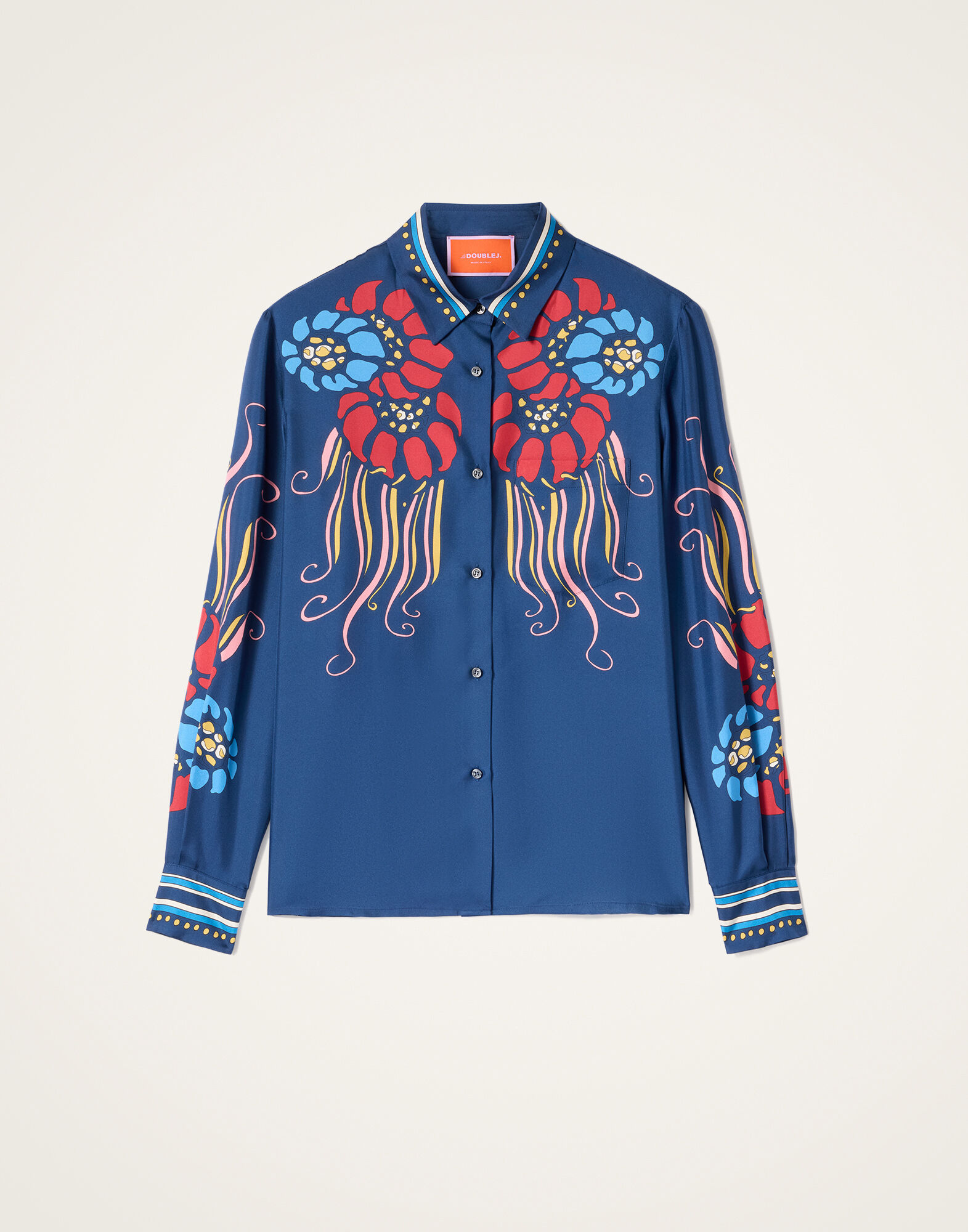 La DoubleJ Boy Shirt Lemuria Plac&eacute;e Navy SHI0040SIL006LEM02BU06