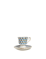 La DoubleJ Espresso Cup &amp; Saucer Set of 2 Cubi Blu DIS0007CER001CUB0004