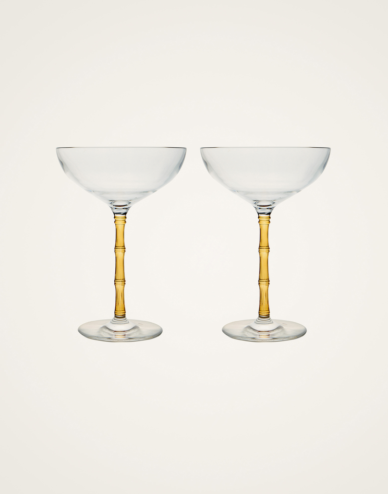 La DoubleJ Bamboo Coupe Set Of 2 La DoubleJ Bamboo Coupe Set Of 2 Solid Amber GLA0047GLS002SOLIDYE10