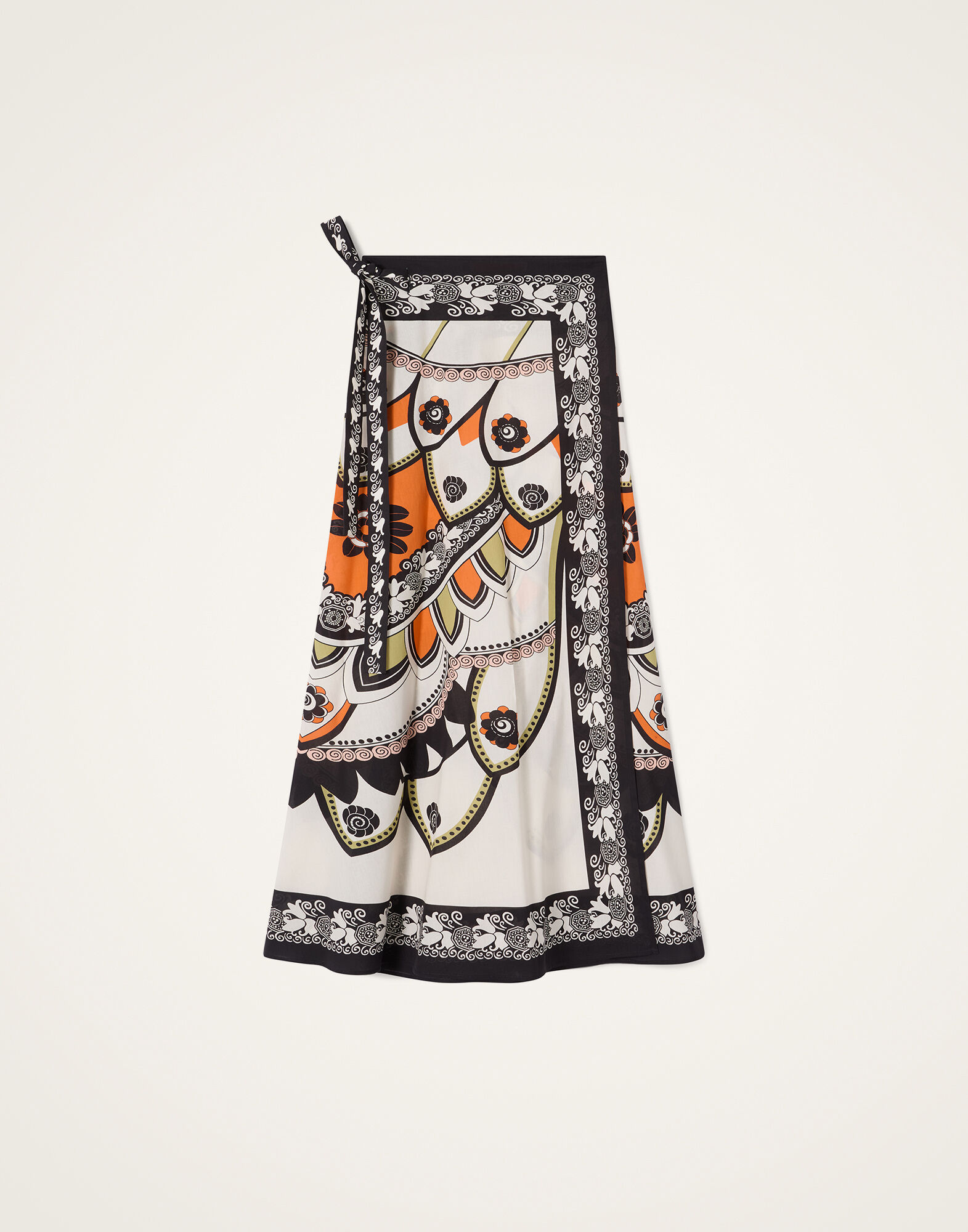 La DoubleJ Sarong Skirt Plume Plac&eacute;e Ivory SKI0122COT056PLU03WH04