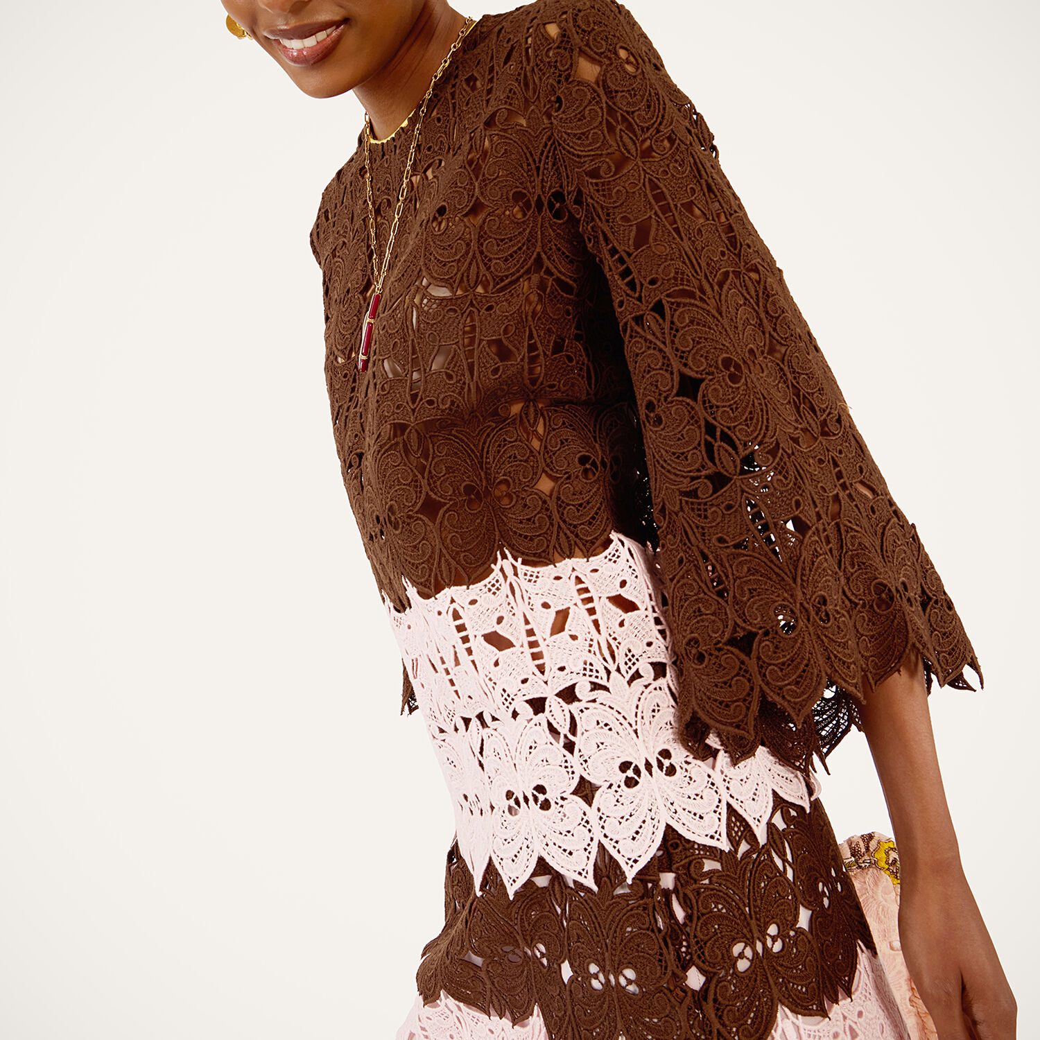  La Doublej Shirts & Tops Gend - Lacey Make An Exit Top Color Block Chocolate & Pink 38 88% Cotton 12% Polyester 