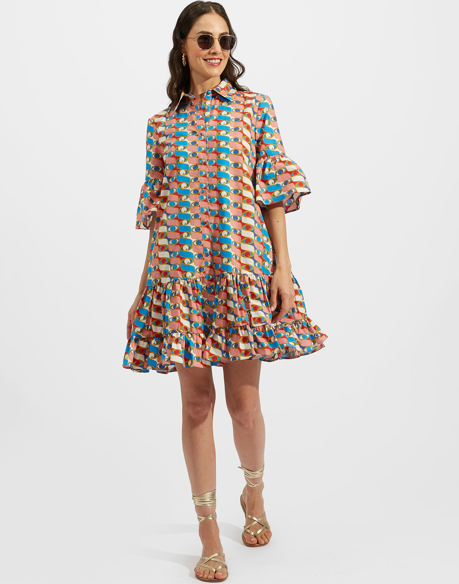 La DoubleJ Choux Dress Third Eye Turchese DRE0193COT001THE0003