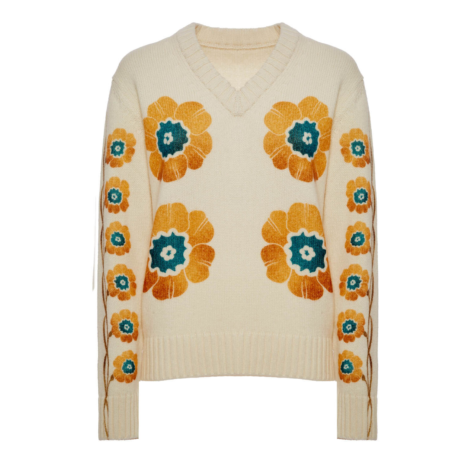 Shop La Doublej V-neck Boy Sweater In Daisychain Placée Off White