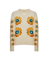 La DoubleJ V-Neck Boy Sweater Daisychain Plac&eacute;e Off White PUL0185KNI101VA221WH05