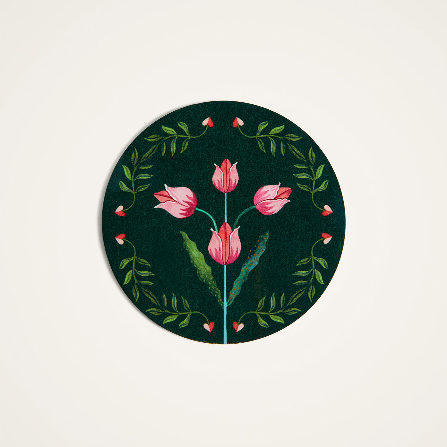  La Doublej Placemats & Runners Gend - Disk Coasters Set Of 4 Flora And Fauna Mix Dark Green One Size 83% Wood Fiber 12% Cork 5% Polyester 
