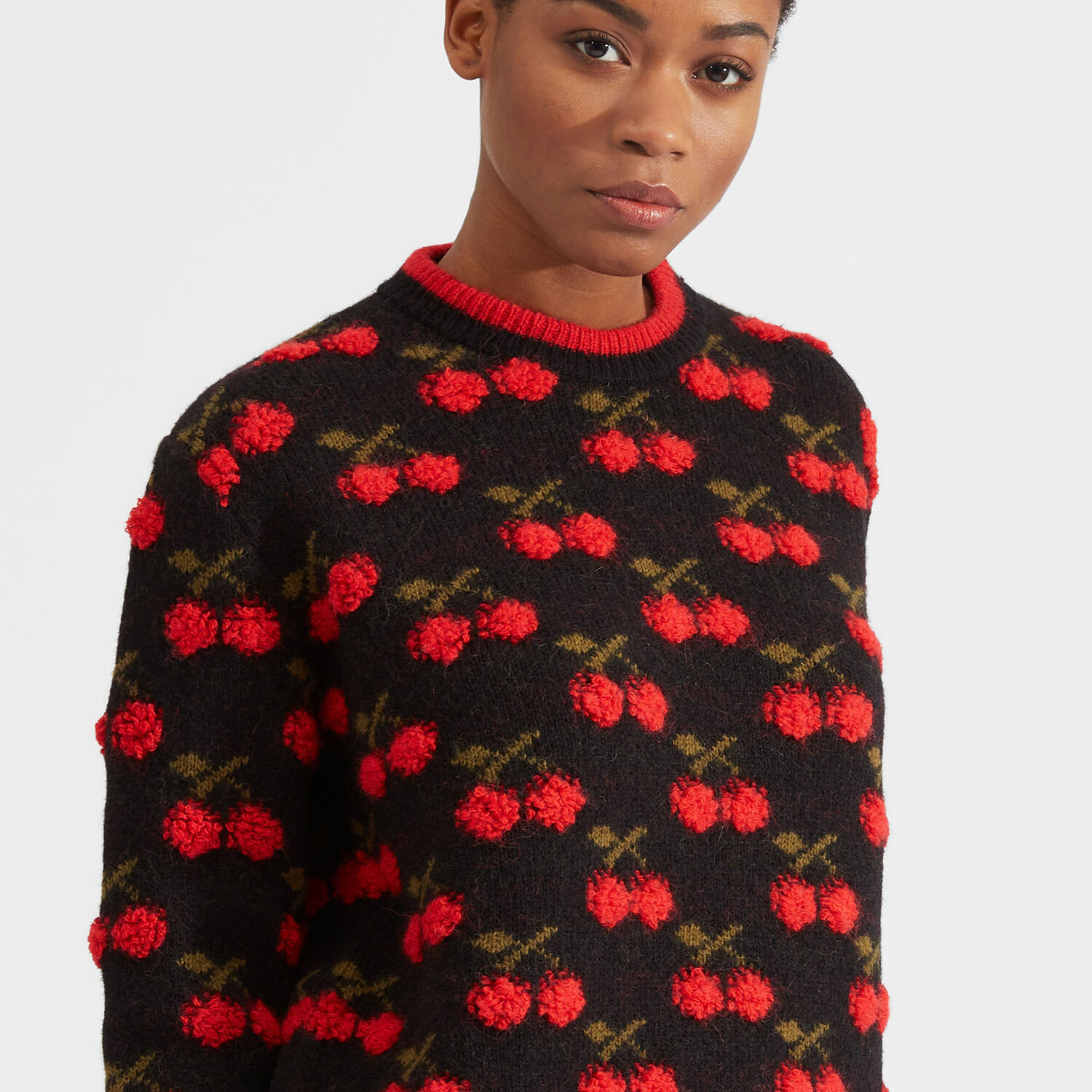 La Doublej Cherry Sweater In Black / Red