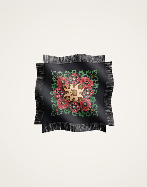 La DoubleJ Reversible Fringe Foulard 90 Bounty Placée Orange SCA0073SIL006BOU01OR02