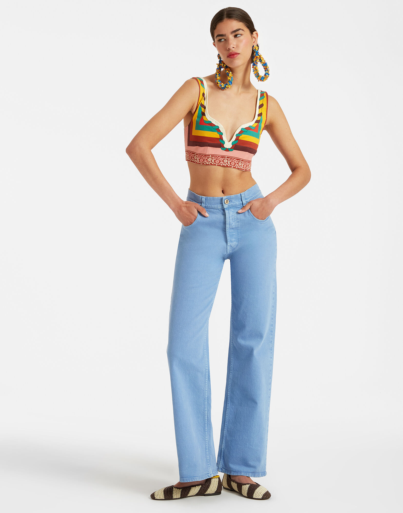 La DoubleJ Baia Crop Top Macro Tiles Plac&eacute;e TOP0094COT037MAC01WH01