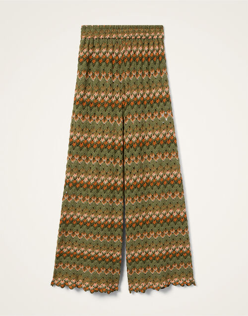 La DoubleJ Palazzo Pants Multicolor Green & Orange TRO0003COT091SOLIDGR02