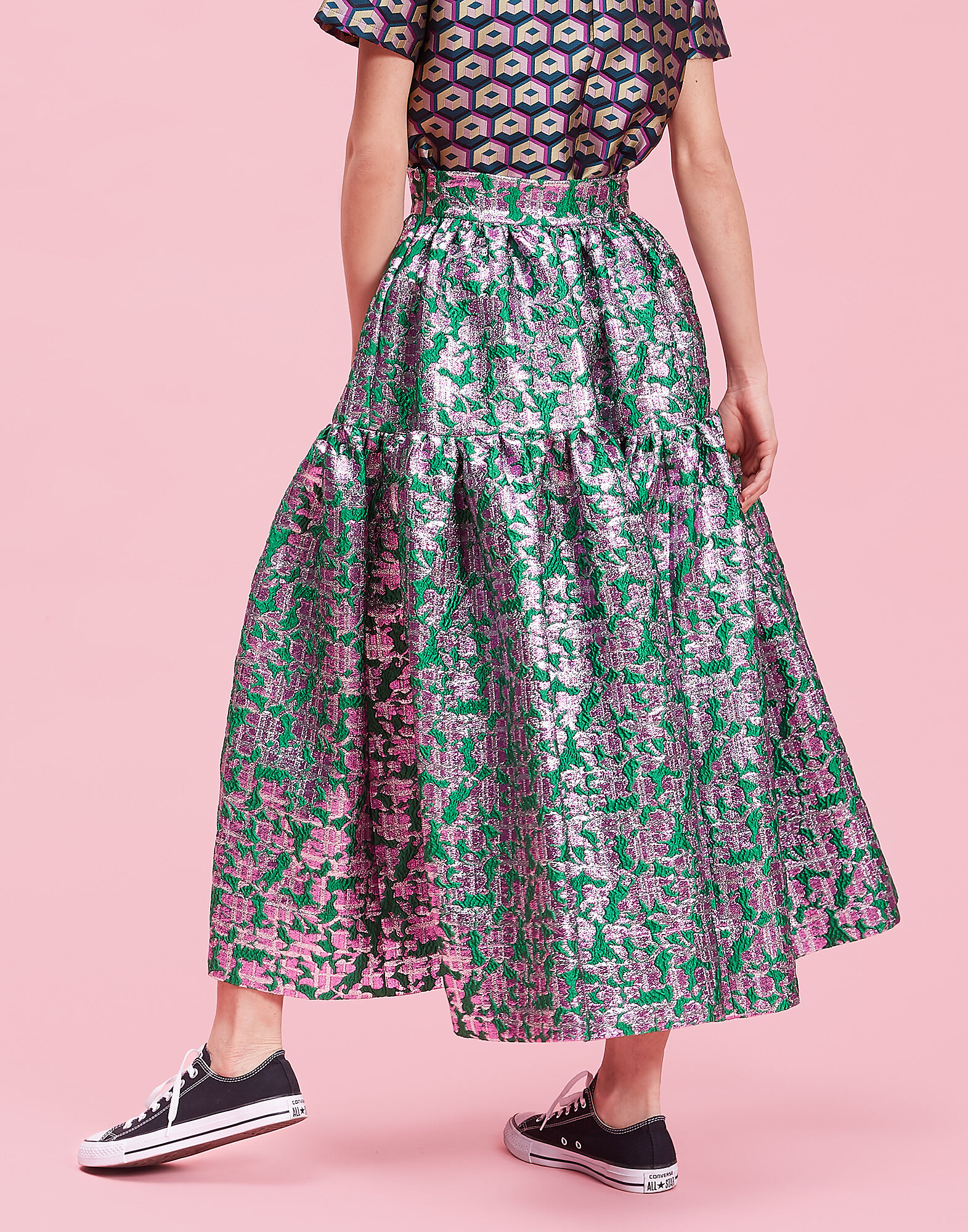 LaDoubleJ Oscar Skirt Check Verde SKI0012JAC009CHE0002