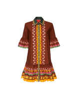 La DoubleJ Choux Dress La DoubleJ Choux Dress Sunset Verde Placée DRE0205COT015SUS0004