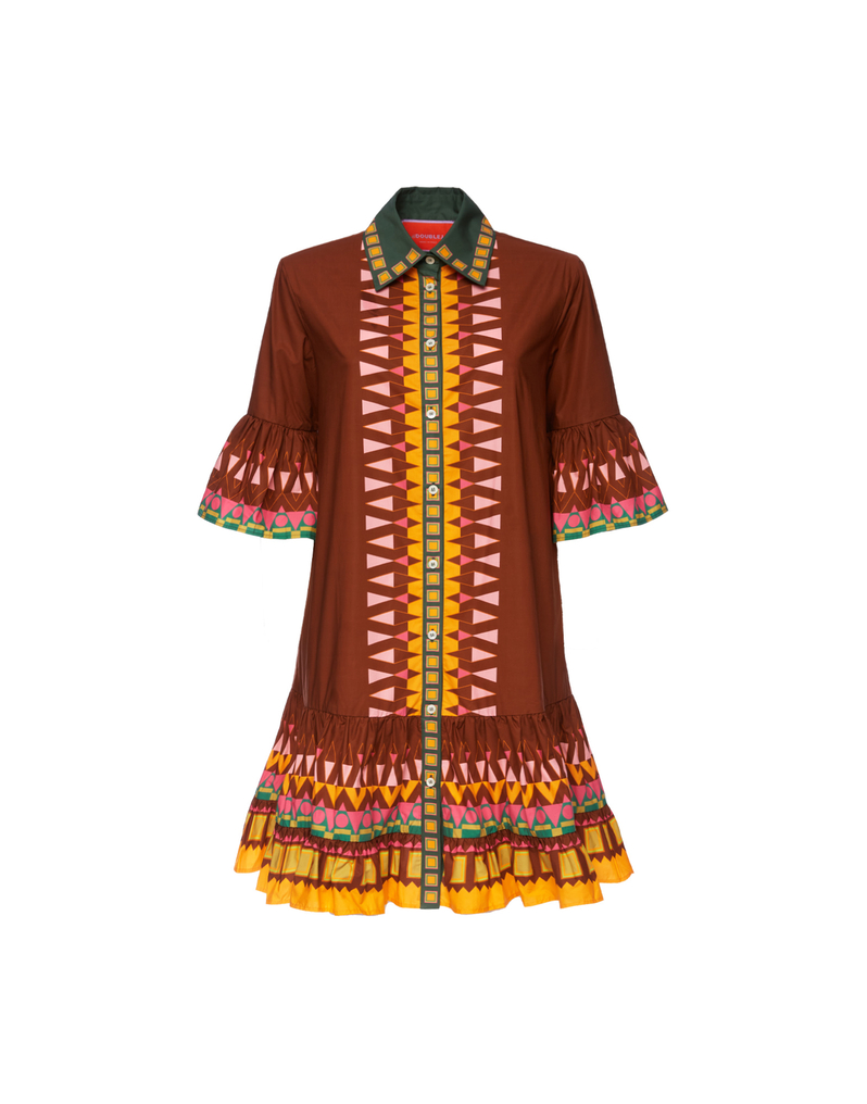 La DoubleJ Choux Dress La DoubleJ Choux Dress Sunset Verde Placée DRE0205COT015SUS0004