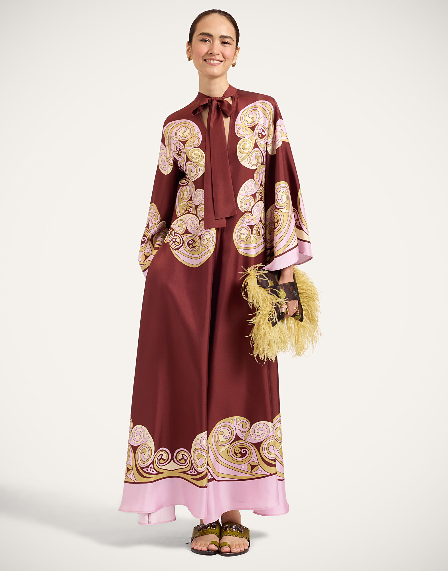La DoubleJ Magnifico Dress Kells Swirl Plac&eacute;e Burgundy DRE0232SIL006KLS01RE07