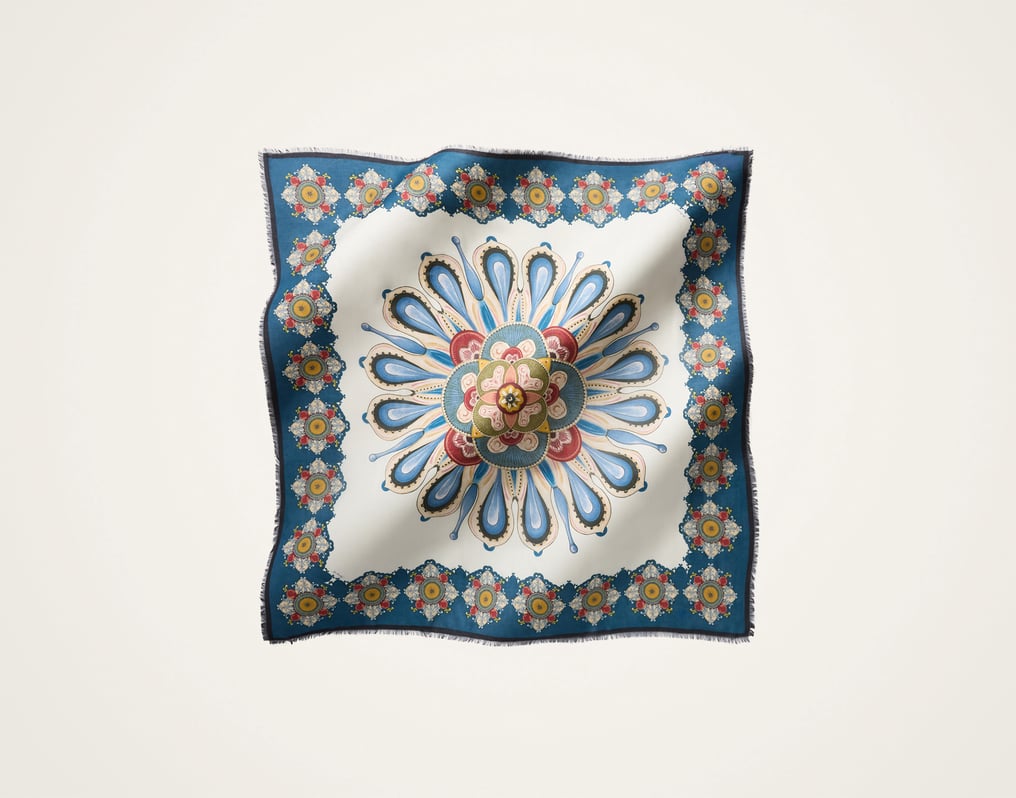 La DoubleJ Foulard 140 La DoubleJ Foulard 140 Nucleus Placée Blue SCA0060MOS001NUC10BU03